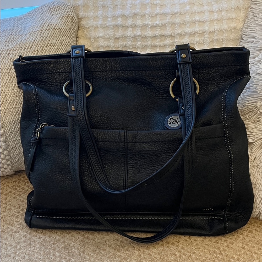 The Sak Black Pebbled Leather Purse/Tote